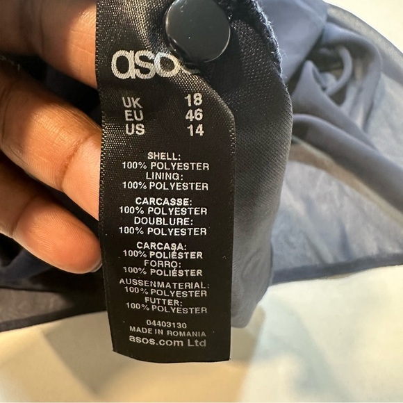 ASOS Maternity Dress Blue Sleeveless Chiffon Overlay NWT Size 14 (B31#10) - Picture 11 of 12
